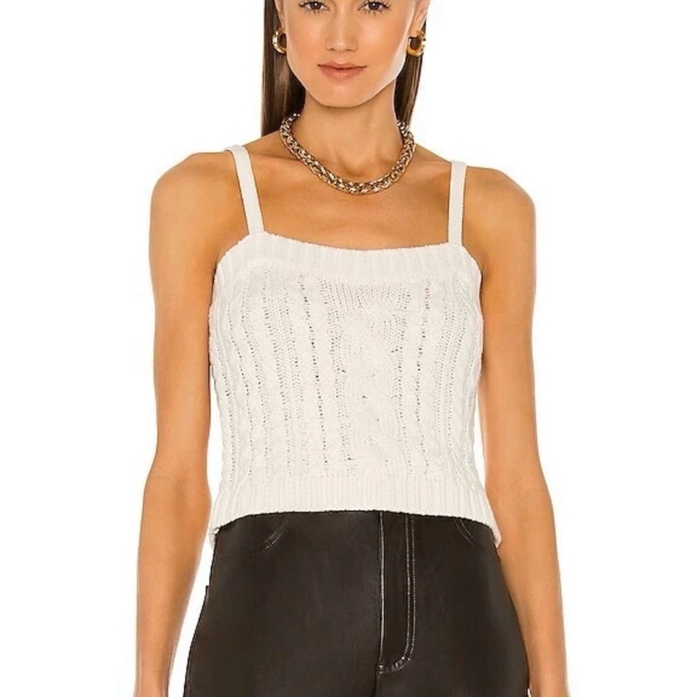 525 America White Knit Cropped Camisole
